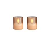 Dekoracje - Moods & More LED glass candle - Hurricane - Champagne - 47x57 mm - 2 pcs - M70-CH047057