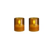 Dekoracje - Moods & More LED glass candle - Hurricane - Honey Mustard - 47x57 mm - 2 pcs - M70-HM047057
