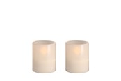 Dekoracje - Moods & More LED glass candle - Hurricane - Vanilla - 47x57 mm - 2 pcs - M70-VA047057