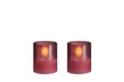 Dekoracje - Moods & More LED glass candle - Hurricane - Vintage Rose - 47x57 mm - 2 pcs - M70-VR047057