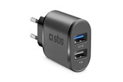 Telefon - Adapter i Ladowarka - SBS 2100 mAh Charger - 2.1A + 1A - Black - TETR2USB21AFAST
