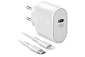 Telefon - Adapter i Ladowarka - SBS 20W Charger - 1m MFI Lightning Cable - White - TETRKITPD20LIGW