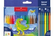 Przybory do pisania i rysowania - Faber-Castell Felt-tip pen dinosaur 18+6 + stickers - 554222