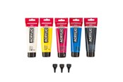 Kreatywne gry - Bruynzeel Amsterdam Standard Series Acrylic Paint Primary Set 120ml 5pcs. + 3 Dosing Spouts - 17801905