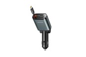 Telefon - Inne akcesoria - Joyroom JR-CCL07 3-in-1 Car Charger with Built-in Retractable Cable - Dark Gray - JR-CCL07
