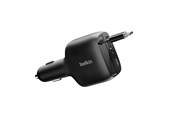 Telefon - Adapter i Ladowarka - Belkin BOOSTCHARGE 75W Car Charger with Retractable USB-C Cable - CCC001HQBK