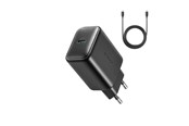 Telefon - Adapter i Ladowarka - Joyroom JR-TCF23 network charger USB-C 25W SFC / PPS / PD - black + USB-C / USB-C cable 1m - JR-TCF23_BB