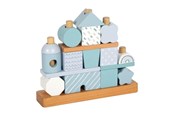 Zabawki dla niemowlat - Small Foot - Wooden Stacking House Blue - 18 pcs. - 12714