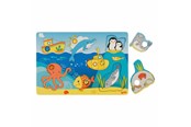 Puzzle - Goki Wooden Background Puzzle Sea Animals 7 pcs. Drewniany - 57307