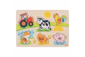 Zabawki dla niemowlat - Goki Wooden Knob Puzzle on the Farm 6 pcs. - 57309