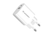 Telefon - Adapter i Ladowarka - Wozinsky WGWCW USB-A USB-C 20W AC Charger - White - 5907769308369