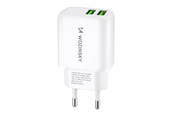 Telefon - Adapter i Ladowarka - Wozinsky CUWCW 2.4A 2 x USB-A AC Charger - White - 5907769308550