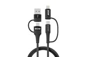 Kabel USB - Wozinsky WNBAA 4in1 Cable 2x USB-C 1x USB-A 1x Lightning 60W 1 m - Black - 5907769308819