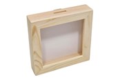 Zabawki drewniane - Playwood Wooden Money Box Plexiglass with White Back Small - SL228D-plexismall