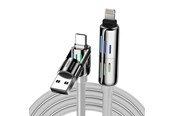 Kabel USB - BlitzWolf BW-HDC6 4-in-1 USB-C/USB-A to USB-C/Lightning Cable 240W RGB - BW-HDC6 Grey