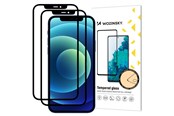 Telefon - szklo ochronne - Wozinsky Set of 2x Super Durable Full Glue Tempered Glass Full Screen with Frame Case Friendly iPhone 12 Pro / iPhone 12 Black - 9111201915831