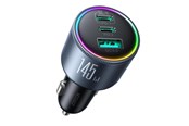 Telefon - Adapter i Ladowarka - Joyroom JR-CCN07 145W Car Charger 2xUSB-C USB-A + 100W USB-C Cable - Dark Grey - 6956116764968