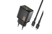Telefon - Adapter i Ladowarka - Dudao A27MaxCEU PD QC 35W USB-A USB-C wall charger with USB-C cable - black - 6977196682928