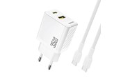 Telefon - Adapter i Ladowarka - Dudao A27MaxCEU PD QC 35W USB-A USB-C wall charger with USB-C cable - white - 6977196682911