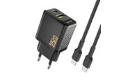 Telefon - Adapter i Ladowarka - Dudao A26TCEU PD QC 25W GaN USB-A USB-C wall charger with USB-C cable - black - 6976625334117