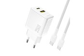 Telefon - Adapter i Ladowarka - Dudao A26TCEU PD QC 25W GaN USB-A USB-C wall charger with USB-C cable - white - 6976625334094
