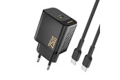 Telefon - Adapter i Ladowarka - Dudao A27CEU PD 25W GaN SB-C AC Charger with USB-C Cable - Black - 6976625334155