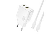 Telefon - Adapter i Ladowarka - Dudao A27TCEU PD 30W GAN USB-A USB-C wall charger with USB-C cable - white - 6976625334223