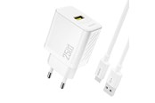 Telefon - Adapter i Ladowarka - Dudao A27STEU 25W GaN USB-A wall charger with USB-A cable - USB-C - white - 6976625334872