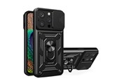 Telefon - Pokrowiec i etui - Hurtel Hybrid Armor Camshield Case for iPhone 14 Pro Max Armored Case with Camera Cover Black - 9145576267912