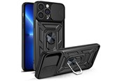 Telefon - Pokrowiec i etui - Hurtel Hybrid Armor Camshield Case for iPhone 13 Pro Max Armored Case with Camera Cover Black - 9145576268001
