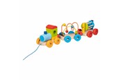 Zabawki dla niemowlat - Goki Wooden Train Rio with Blocks Bead Labyrinth Rattle - 55847