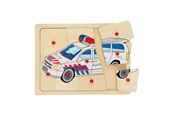 Puzzle - Playwood Wooden Knob Puzzle Police 9 pcs. Drewniany - RS241-POL