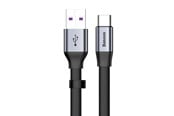 Kabel USB - Baseus Simple flat cable USB cable / USB Type C SuperCharge 5A 40W Quick Charge 3.0 QC 3.0 23cm gray (CATMBJ-BG1) - CATMBJ-BG1