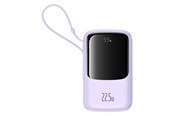 Powerbank - Baseus Qpow Pro+ 10000mAh 22.5W Power Bank with Built-in USB-C Cable and Display - Purple Powerbank - Fiolet - 10000 mAh - P10067101513-00