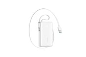 Powerbank - Joyroom JR-PR2 35W 10000mAh Power Bank with Retractable USB-C Cable and Built-in Lightning Cable - White Powerbank - Biały - 10000 mAh - JR-PR2 white
