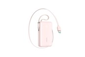 Powerbank - Joyroom JR-PR2L 10000mAh 35W Power Bank with Built-in Retractable USB-C Cable and Lightning Lanyard Cable - Pink Powerbank - Różowy - 10000 mAh - JR-PR2L pink