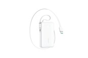 Powerbank - Joyroom JR-PR2L 10000mAh 35W Power Bank with Built-in Retractable USB-C Cable and Lightning Lanyard Cable - White Powerbank - Biały - 10000 mAh - JR-PR2L white