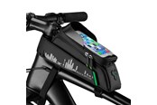 Akcesoria rowerowe - Rockbros 029-1BK bicycle bag for frame with phone cover - black - Rockbros-029-1BK