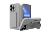 Telefon - Pokrowiec i etui - Wozinsky Kickstand Case Silicone Case with Stand iPhone 13 mini gray - 9145576234259