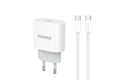 Telefon - Adapter i Ladowarka - Dudao A14EUC PD 20W USB-C Wall Charger with Cable - White - 6976625332984