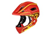 Bike Lights - Wozinsky Fullface Children's Bicycle Helmet with USB Rear Light 52-56 cm - Red-Yellow - 5907769381003