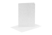 Zeszyty, notesy i formularze - Creativ Company Cards and Envelopes 10.5x15cm Glitter Silver - 4 pcs. - 23024