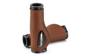 Akcesoria rowerowe - Rockbros 40720001002 leather bicycle grips - brown - 40720001002