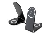 Telefon - Adapter i Ładowarka - Mercedes  Silver Stars MagSafe Foldable Induction Charger 2in1 15W - Black - 3666339169848