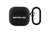Telefon - Pokrowiec i etui - Mercedes AMG Leather White Logo Case for AirPods 4 - Black / White - 3666339397463