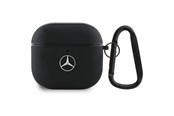 Telefon - Pokrowiec i etui - Mercedes Leather Metal Logo Case for AirPods 4 - Black - 3666339397500