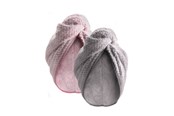 Wellness  - PARSA 2 x microfiber hårturban - Grå og rosa - P00002800-111