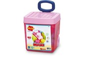 Zabawki dla niemowlat - Ecoiffier Pink trolley bricks 40 pieces - 7828