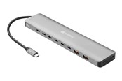 USB hub - Sandberg USB-C to 8xUSB-C+2xUSB-A 100W USB hub - 10 - Szary - 136-80