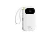 Powerbank - Baseus EnerFill FC31 10000mAh 22.5W Power Bank with Digital Display with 2 Built-in Cables - White Powerbank - Biały - 10000 mAh - P10082106213-00